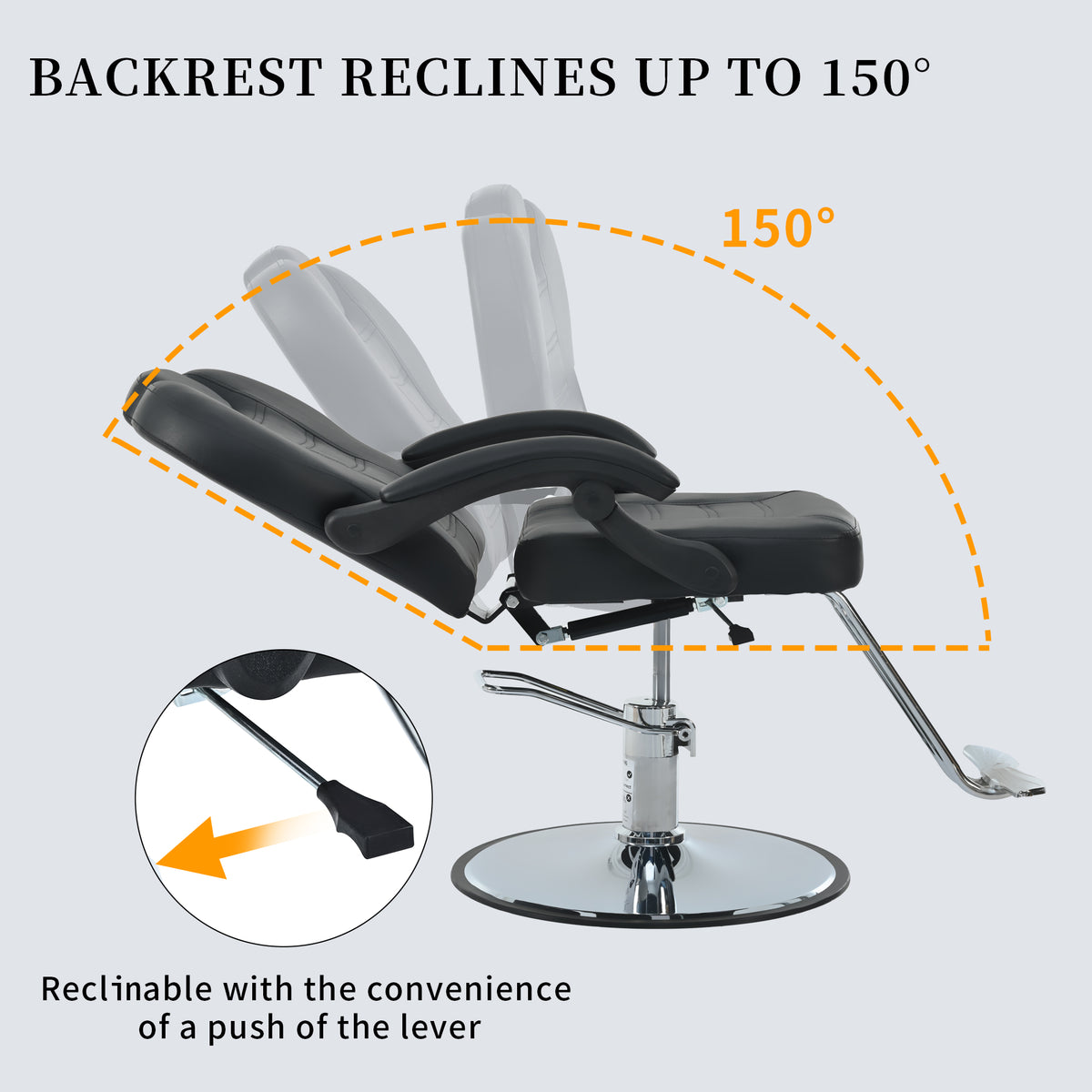 Reclining Hydraulic Barber Chair with 360 Swivel and Footrest – image 9