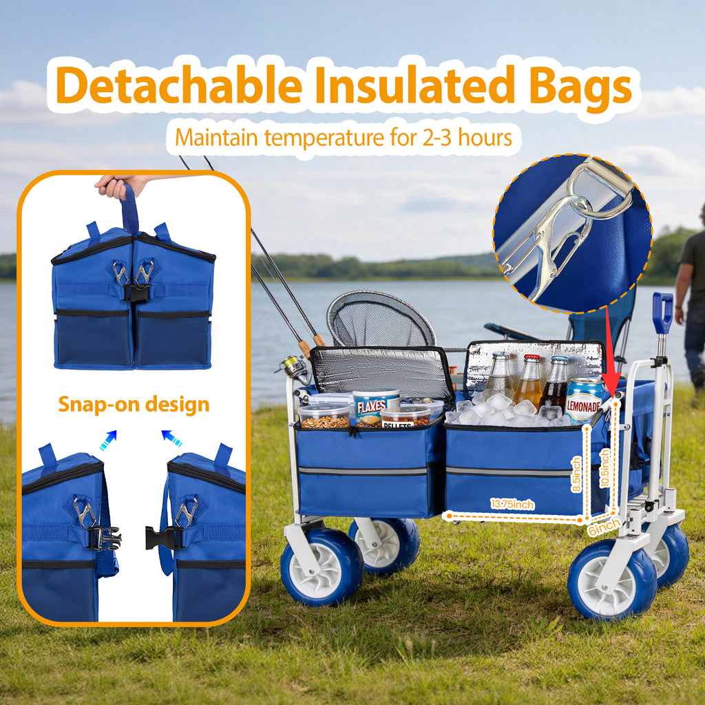 Heavy Duty 150L Folding Wagon Cart 500 lb with 9in All-Terrain Wheels – image 5
