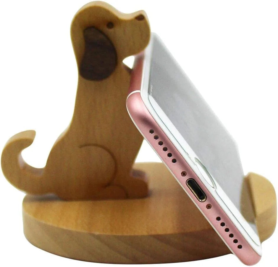 Wooden Dog Phone Stand for Desk – image 4