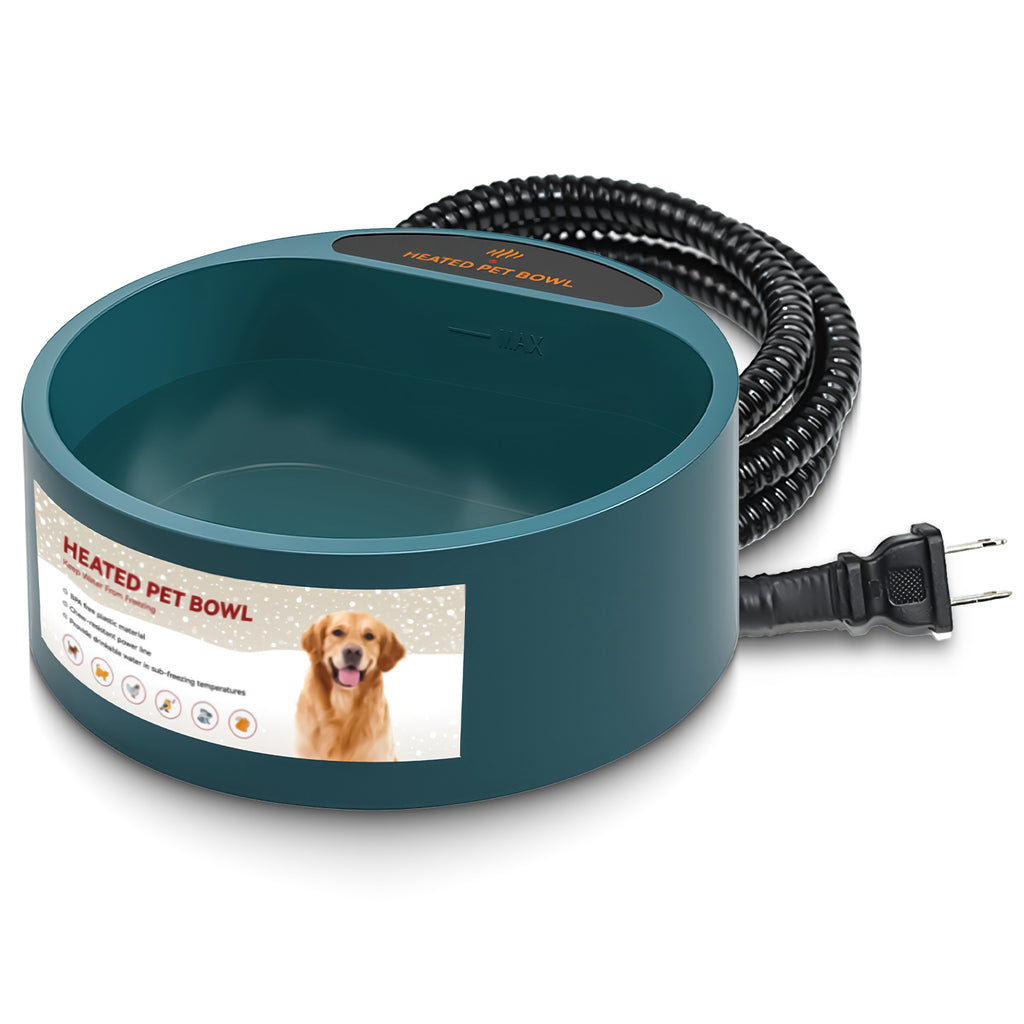 Heated Pet Water Bowl 74oz Thermostatic Outdoor Dog Cat Bowl