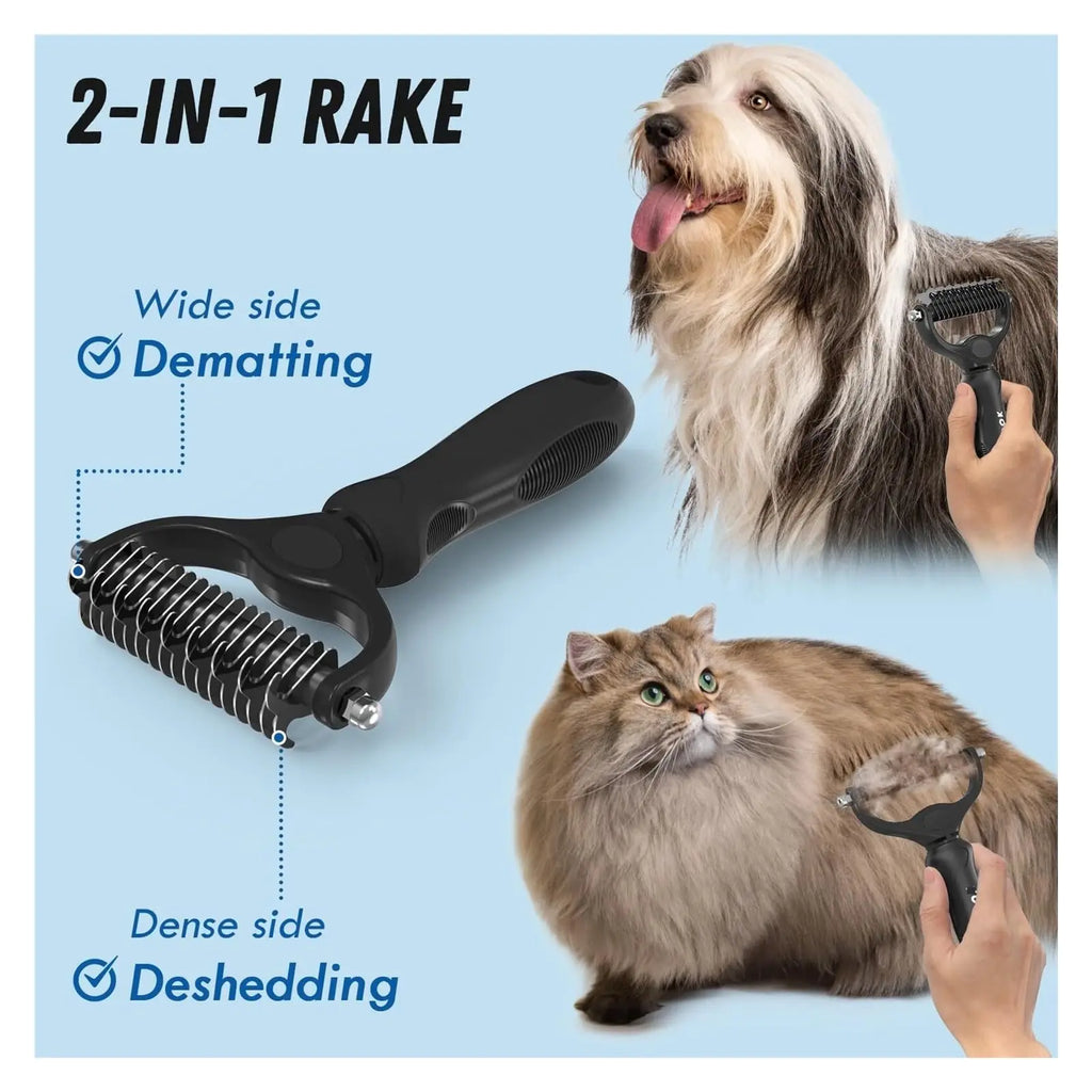 Undercoat Rake and Metal Comb Set - Dematting Grooming Kit for Pets – image 3