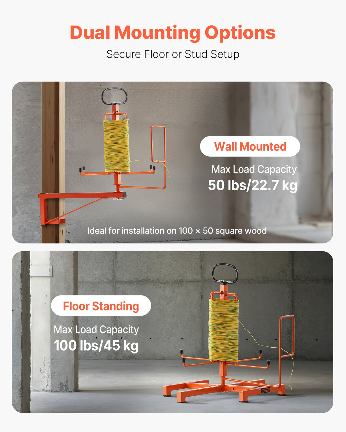 Portable Wire Spool Dispenser, Floor or Stud Mount – image 5