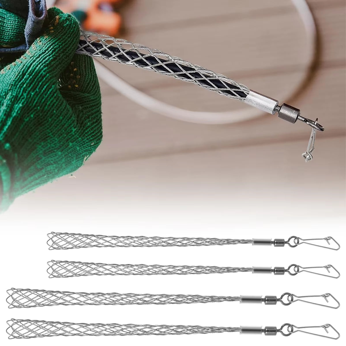 Electrician Cable Pulling Grip, Stainless Steel Mesh Wire Sock 2-Pack