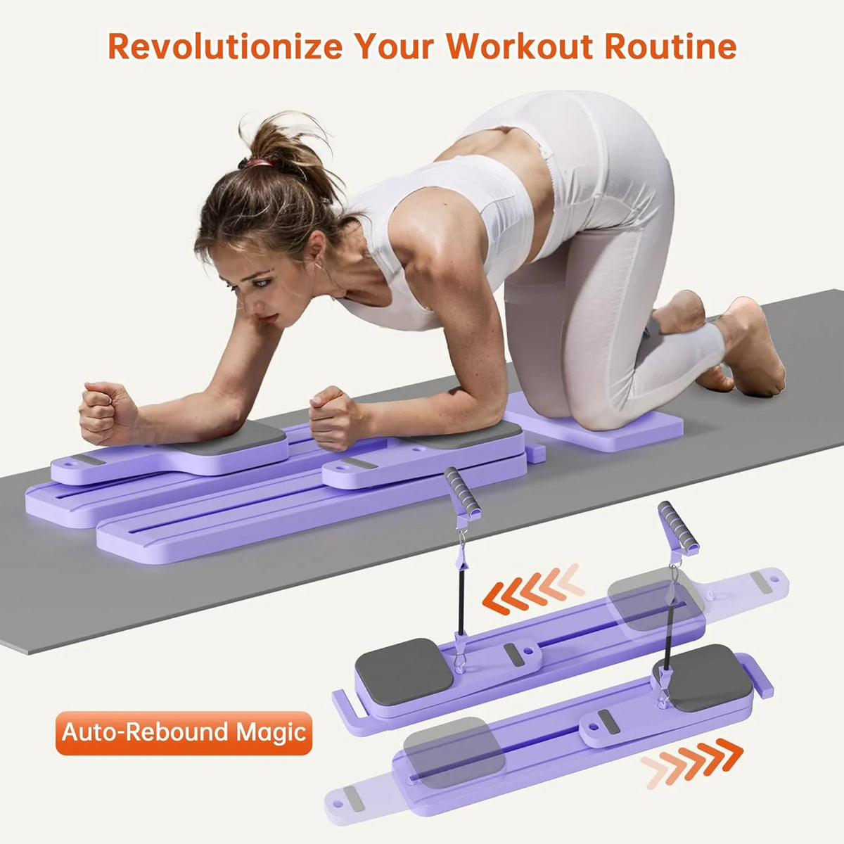 Pilates Reformer Board 7-in-1, Foldable Home Workout Set with Bands – image 2