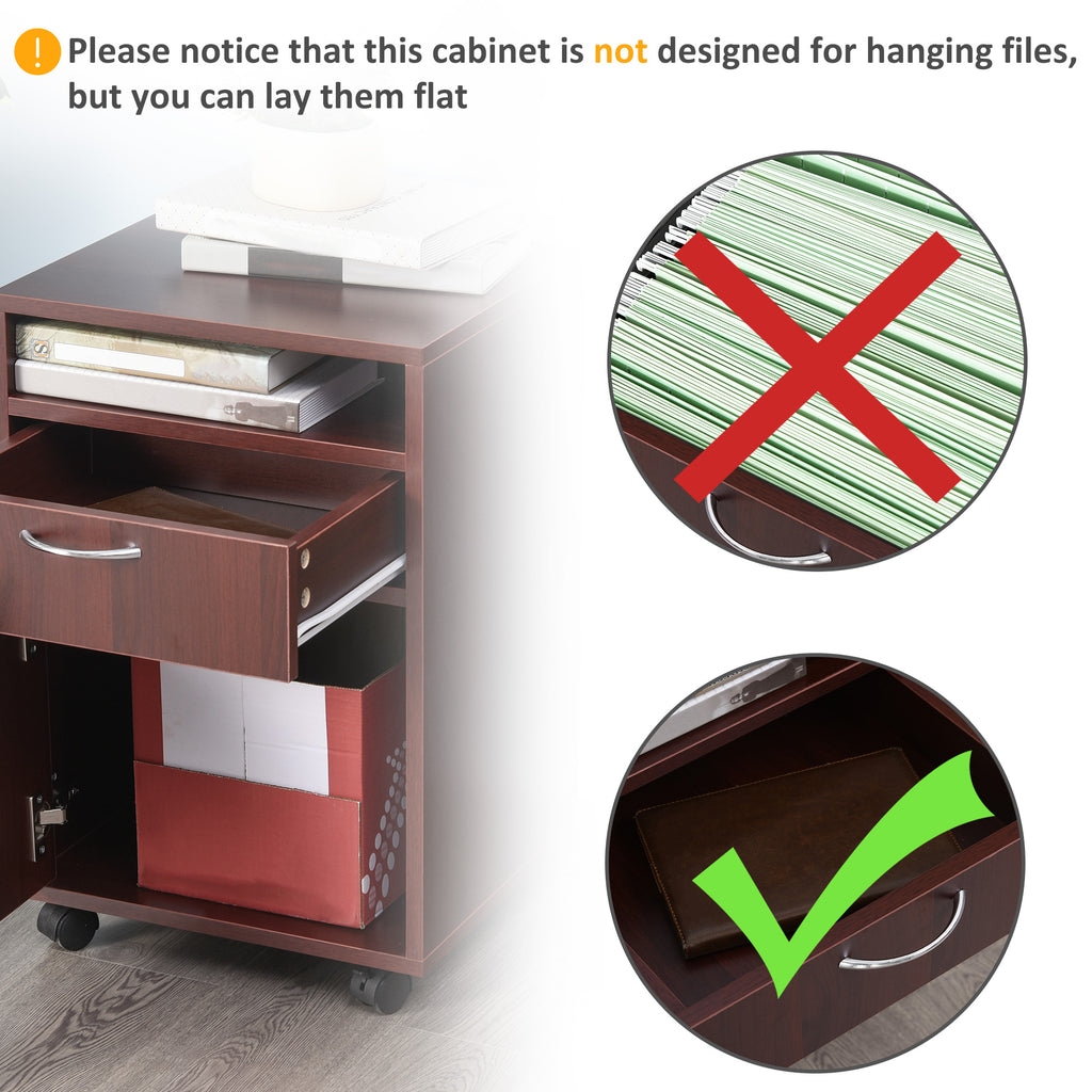 Mobile Printer Stand Cabinet with 2 Drawers, Shelf and Locking Casters – image 7