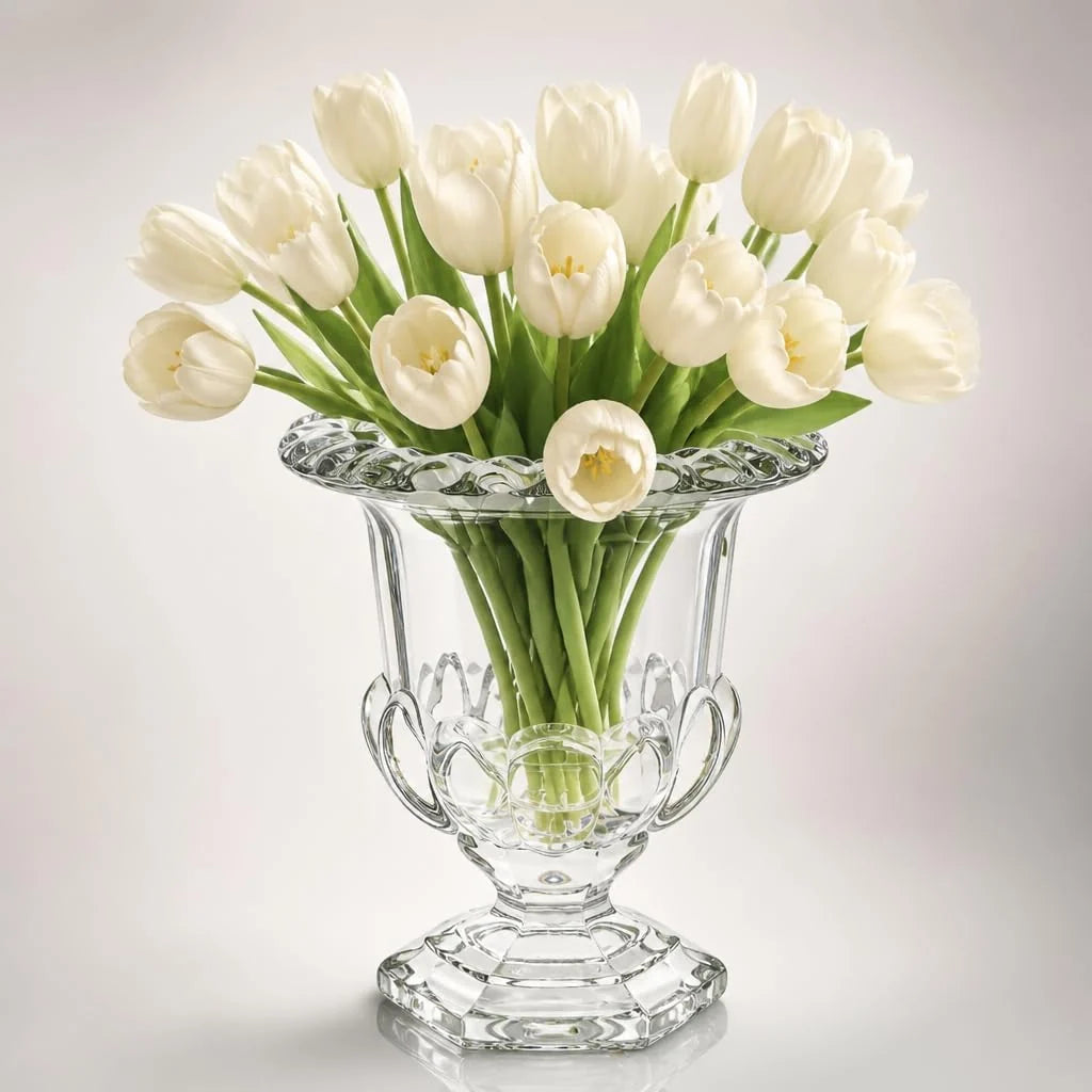 Glass Urn Vase - 8 inch Crystal Pedestal Centerpiece – image 4