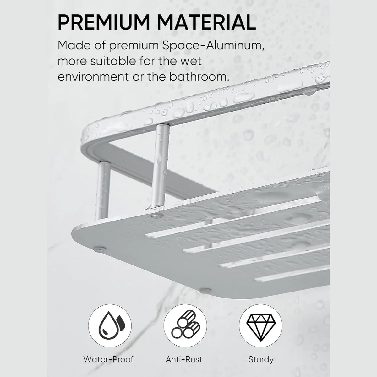 Hanging Shower Caddy, Anti-Swing Organizer with 4 Hooks – image 4