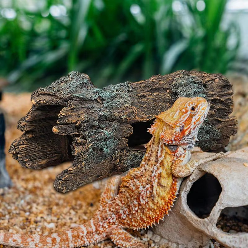 Resin Reptile Hide Cave, Bark-Texture Hideout for Snakes and Lizards – image 5
