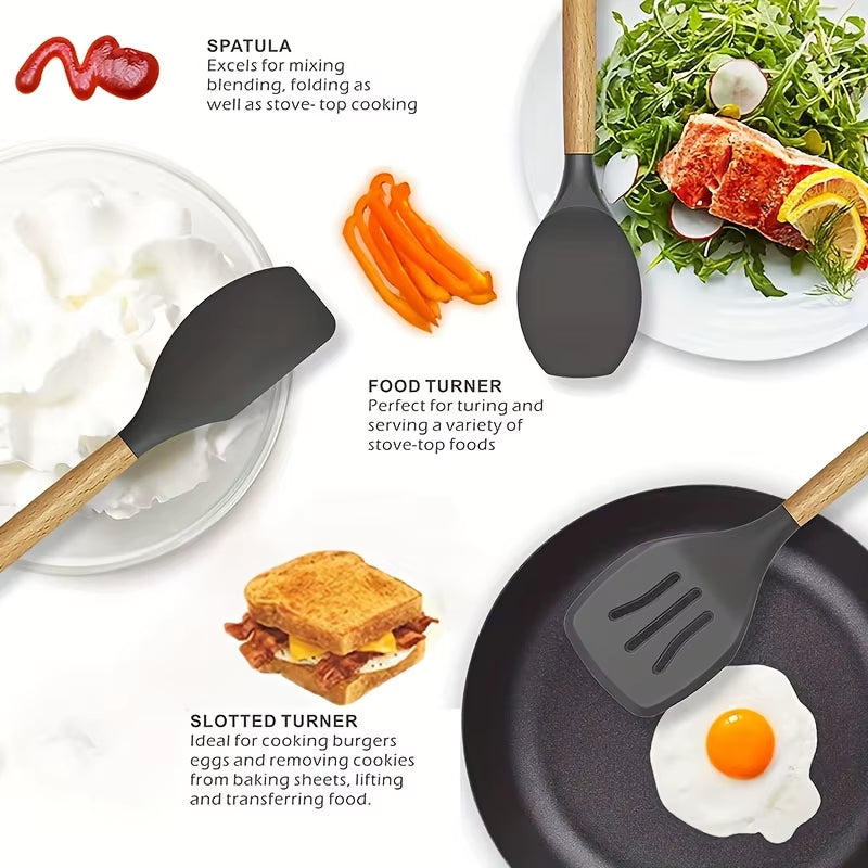 12-Piece Silicone & Wood Kitchen Utensil Set – image 5