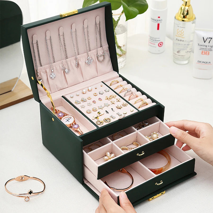 Three-Layer Lockable Jewelry Box with Arched Lid – image 3