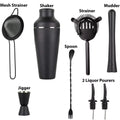 8 Piece Matte Black Parisian Shaker Bar Set 17 oz – image 1