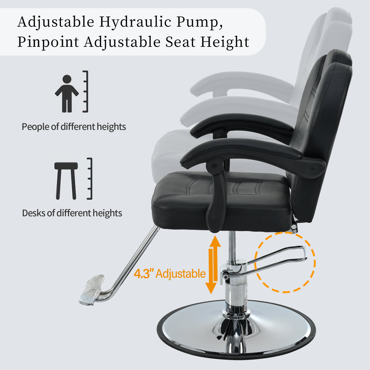 Reclining Hydraulic Barber Chair with 360 Swivel and Footrest – image 8
