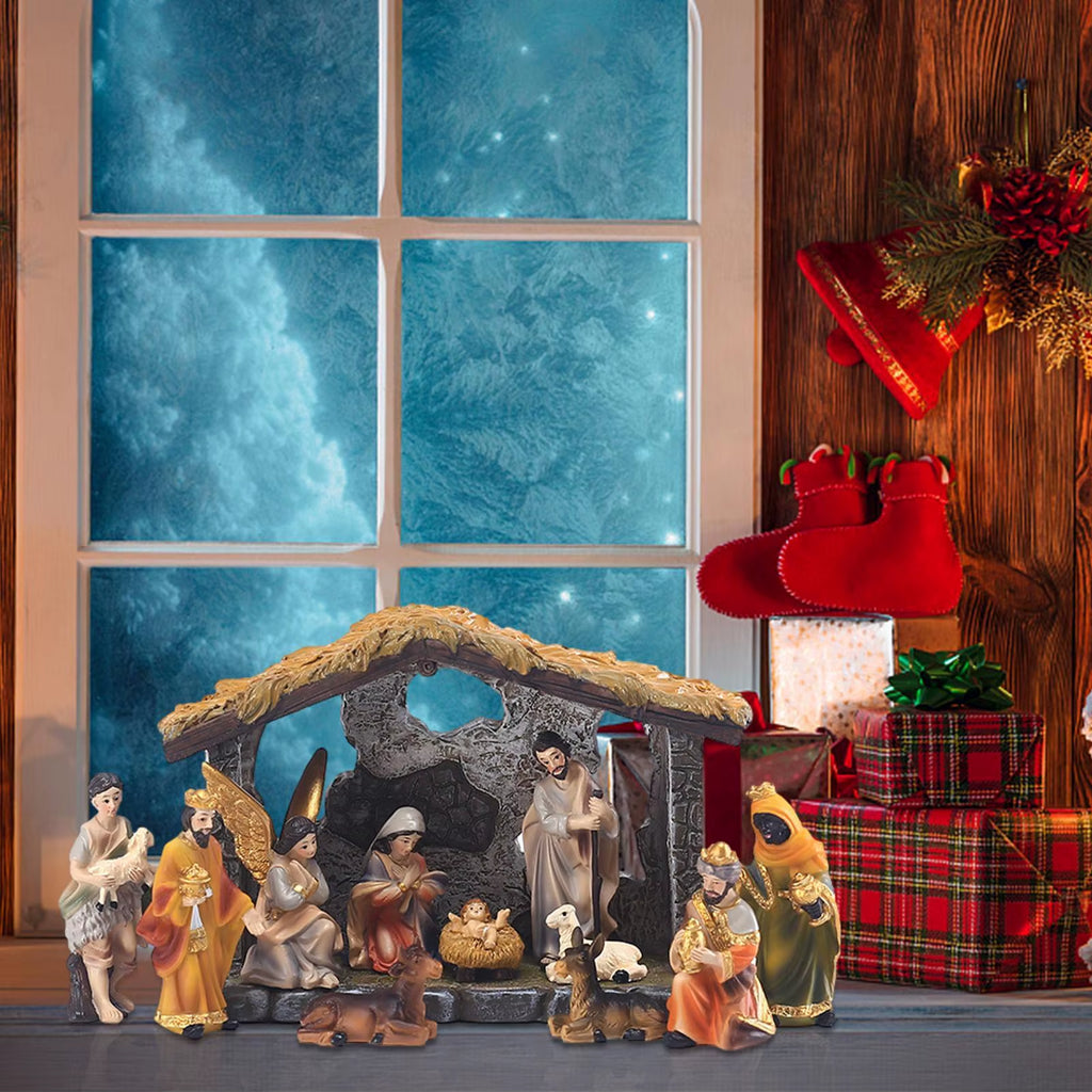 12 Piece Resin Nativity Set Hand Painted Holy Family Figurines – image 7