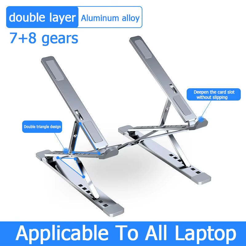 Aluminum Laptop Stand, Folding Height-Adjustable for 11-17 in