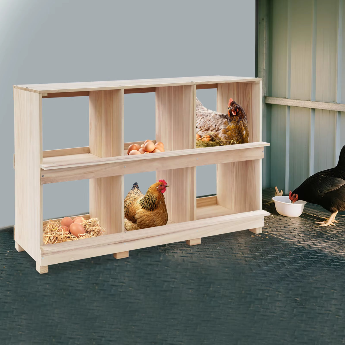 6 Compartment Solid Wood Chicken Nesting Box – image 7