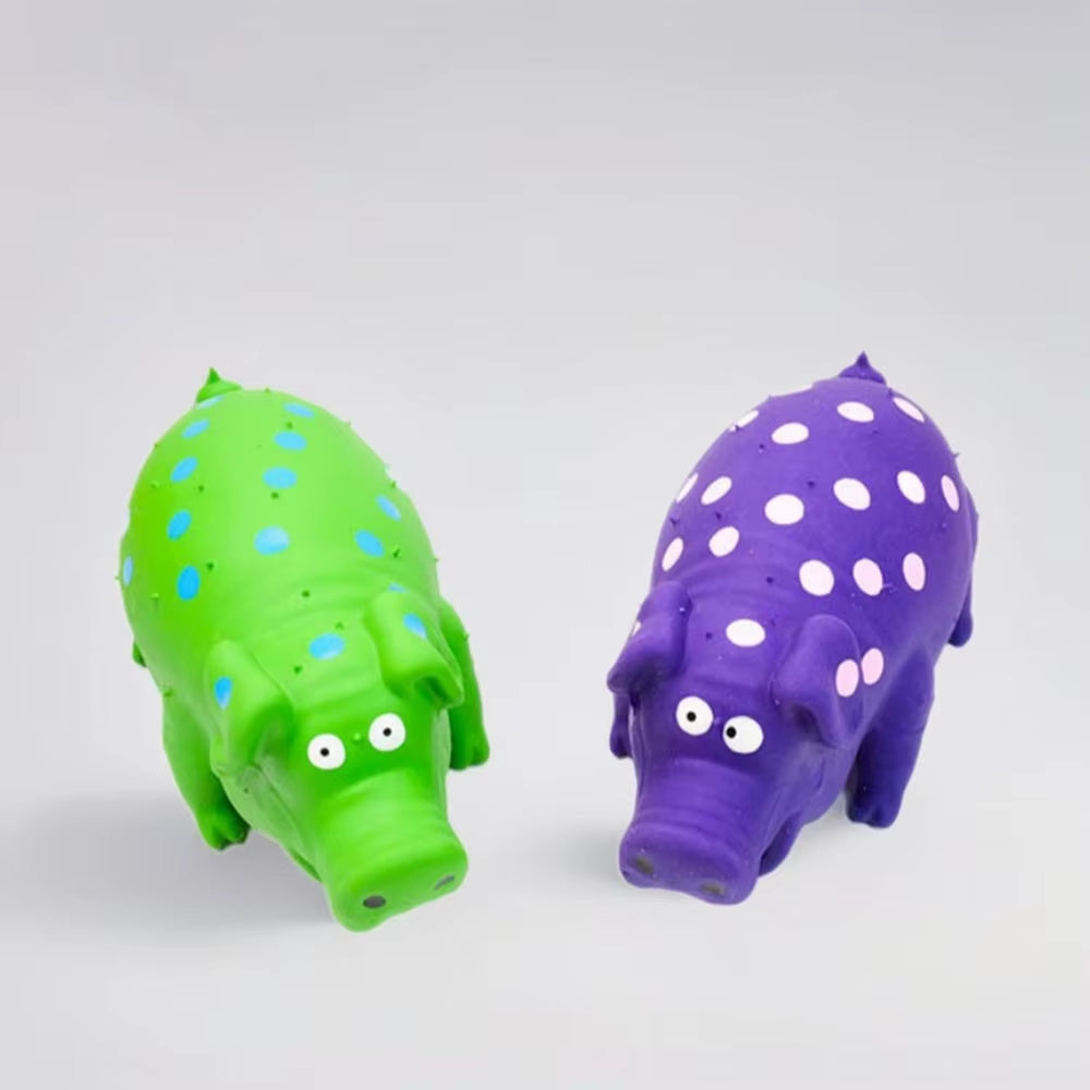 Squeaky Latex Pig Dog Toy – Spotted Chew Toy for Dogs
