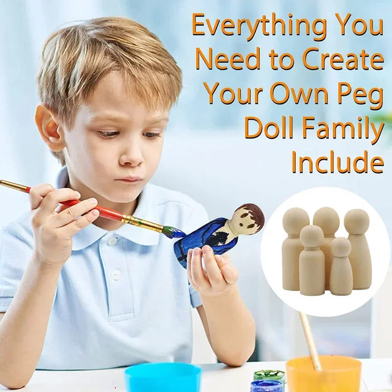 Unfinished Wooden Peg Dolls, 10 Pack 35 mm Craft Figures – image 2