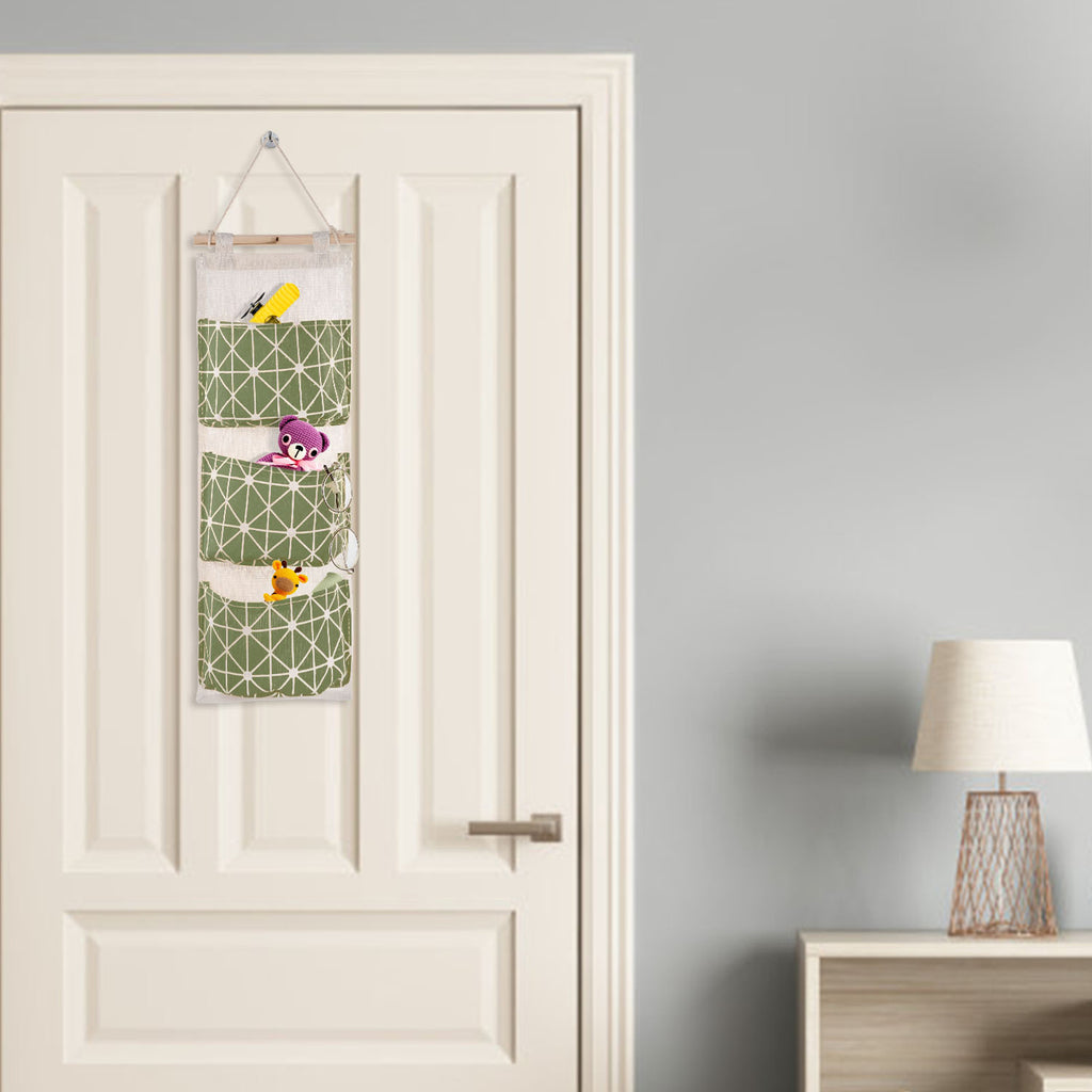Hanging Wall Organizer - 3-Pocket Linen Door & Closet Storage Bag – image 2
