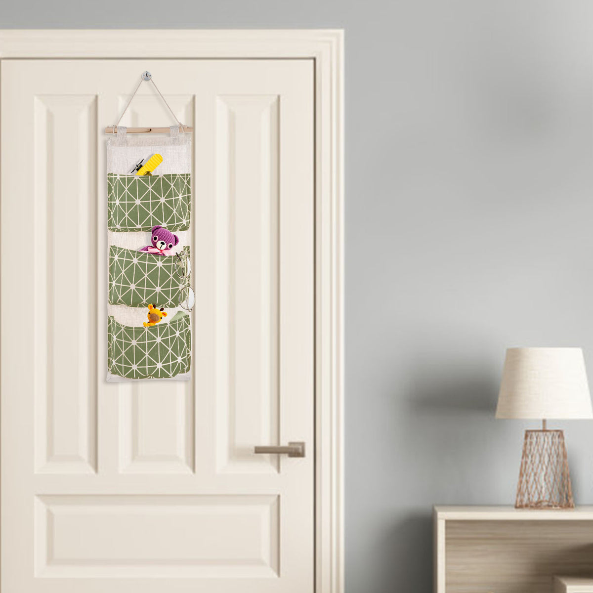 Hanging Wall Organizer - 3-Pocket Linen Door & Closet Storage Bag – image 2