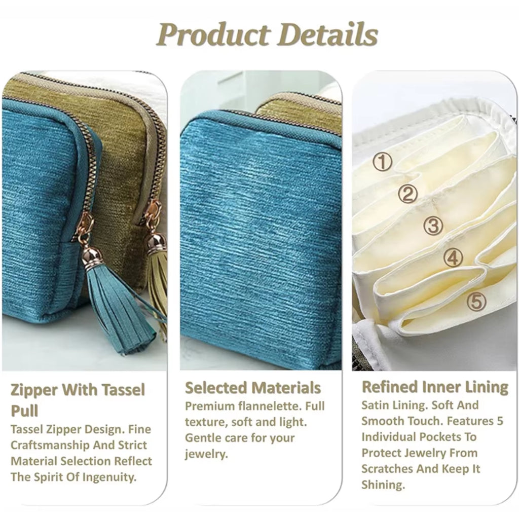 Velvet Jewelry Pouch, 5-Layer Travel Organizer for Rings & Bracelets – image 7