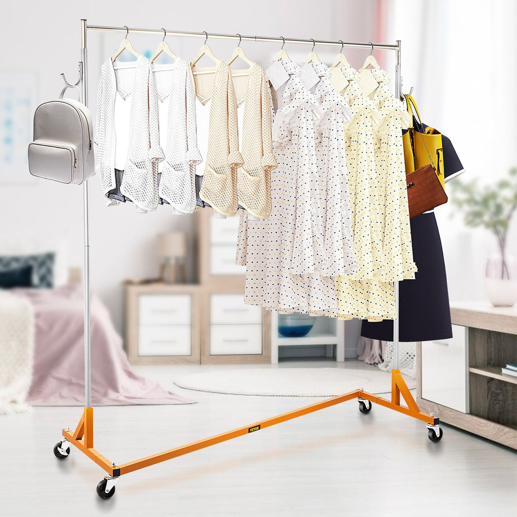 Z Base Garment Rack, Height-Adjustable Rolling Steel Clothing Rack – image 3