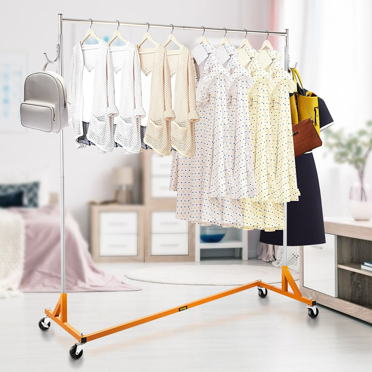 Z Base Garment Rack, Height-Adjustable Rolling Steel Clothing Rack – image 3