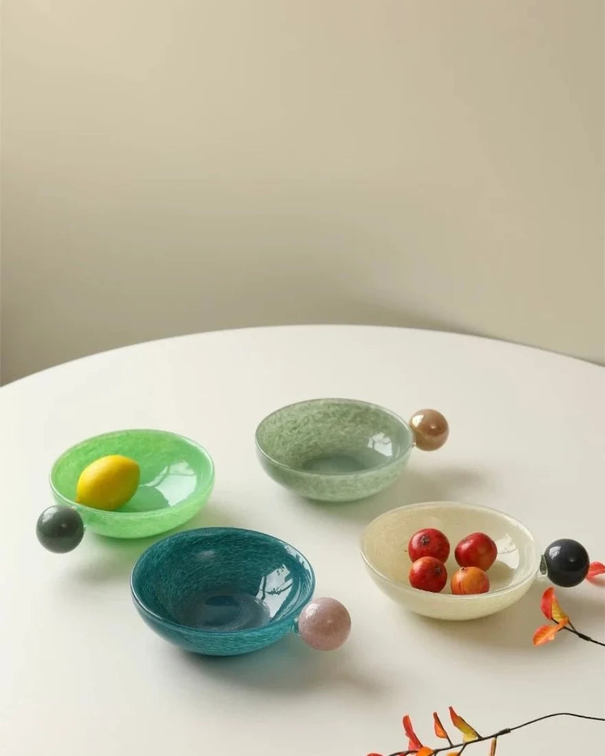 Handblown Glass Candy Bowl for Salad, Snacks and Desserts