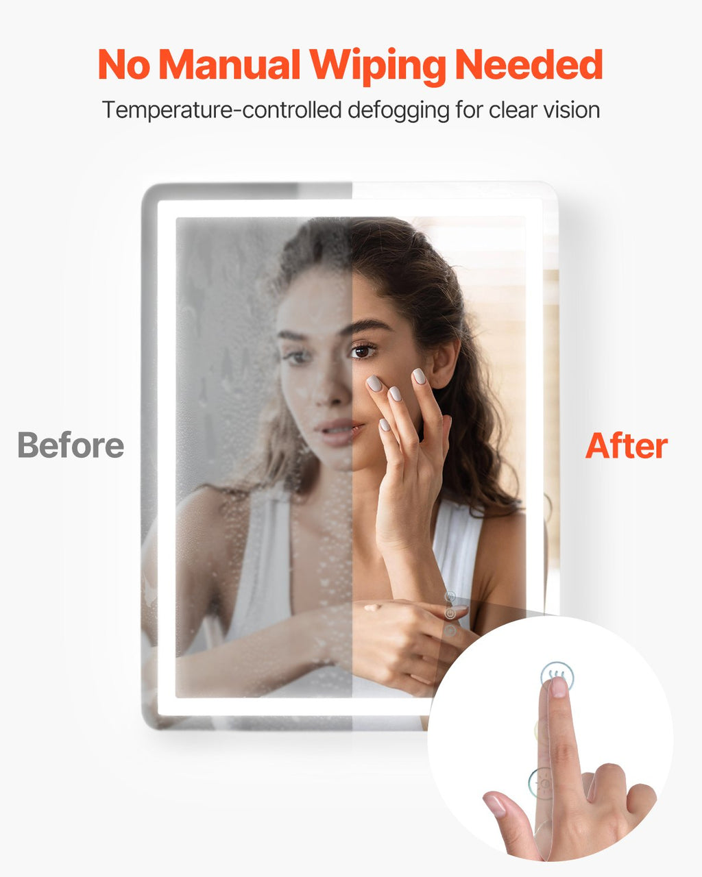 LED Bathroom Vanity Mirror 24 x 32 in, Front & Backlit, Anti-Fog, Dimmable – image 4