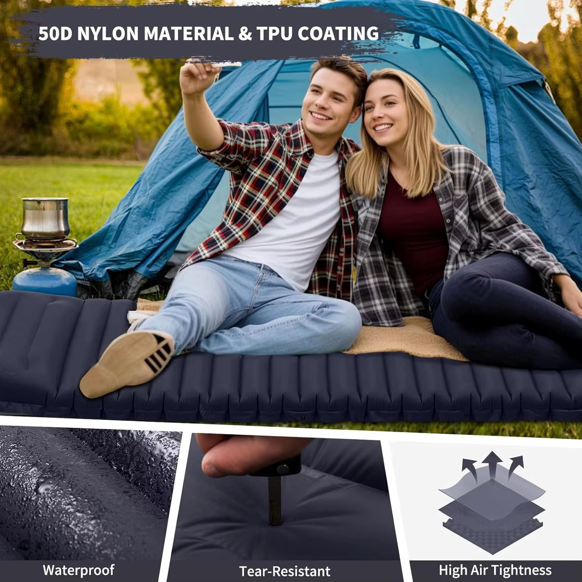 4 Inch Thick Camping Sleeping Pad With Built-In Pump – image 3
