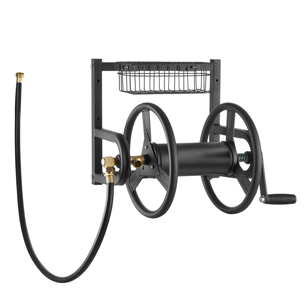 Wall Mounted Garden Hose Reel 125 ft with Brass Fitting and Basket – image 7