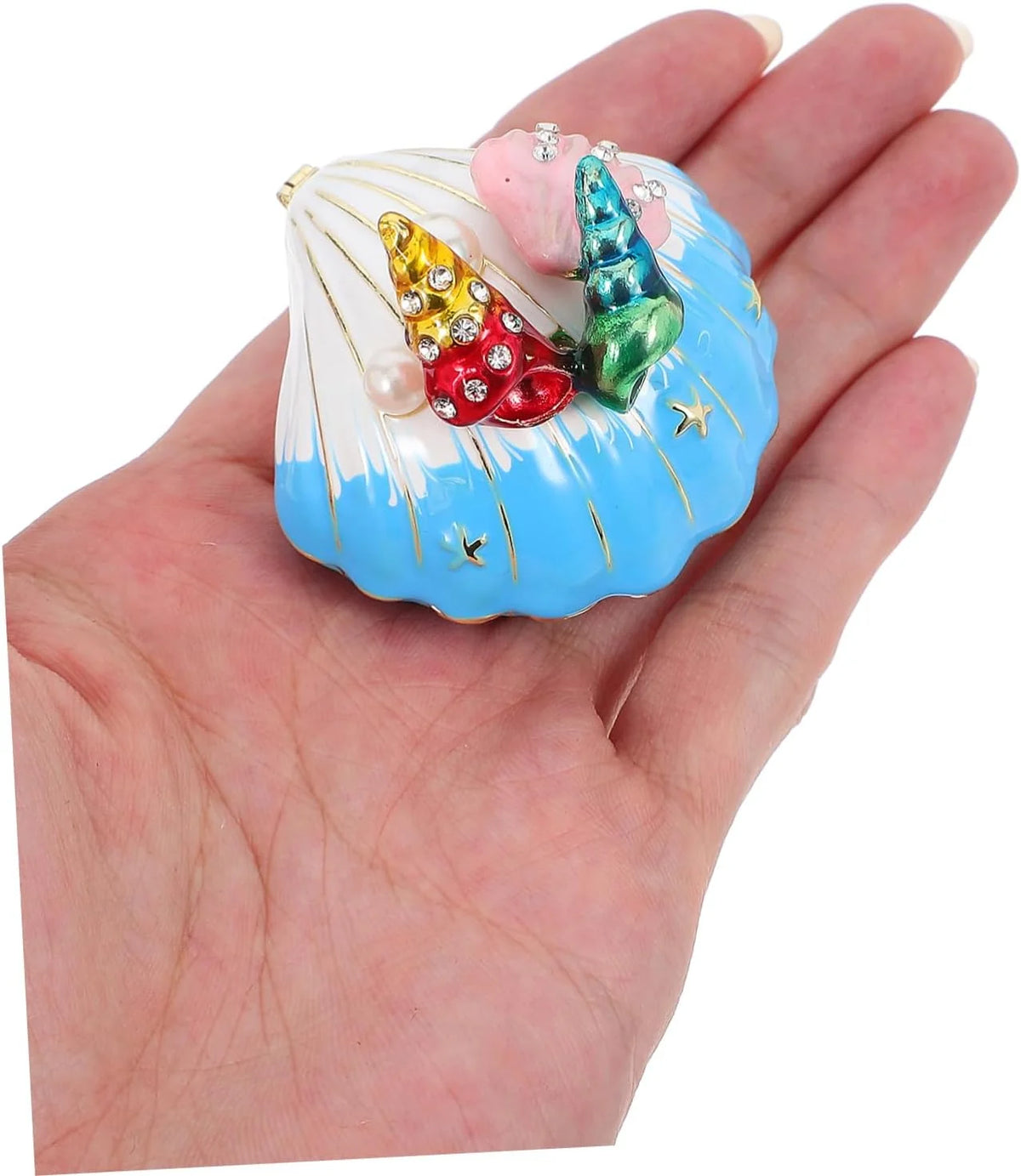 Seashell Trinket Box – Zinc Alloy Jewelry Box, Ocean Decor Gift – image 4