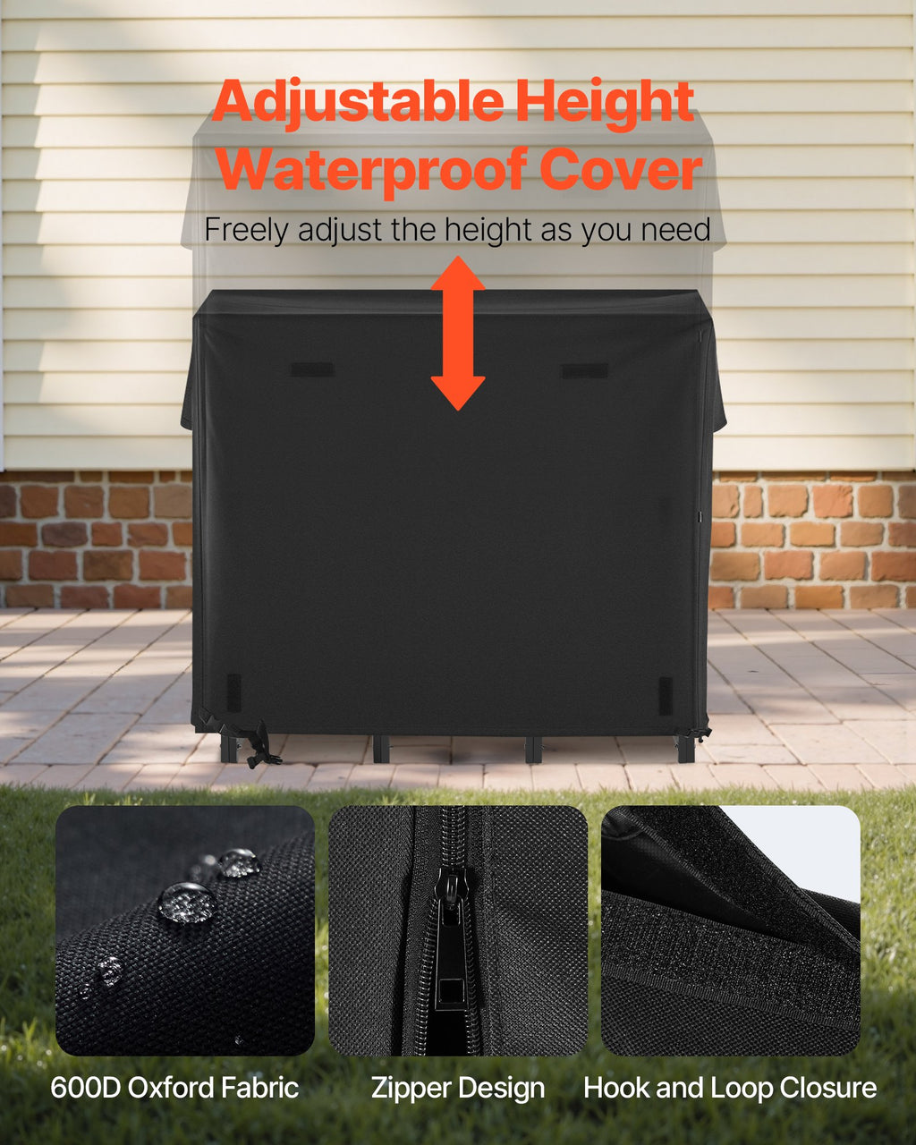 Outdoor Firewood Rack 4 Ft with Waterproof Cover, 1/4 Cord – image 4