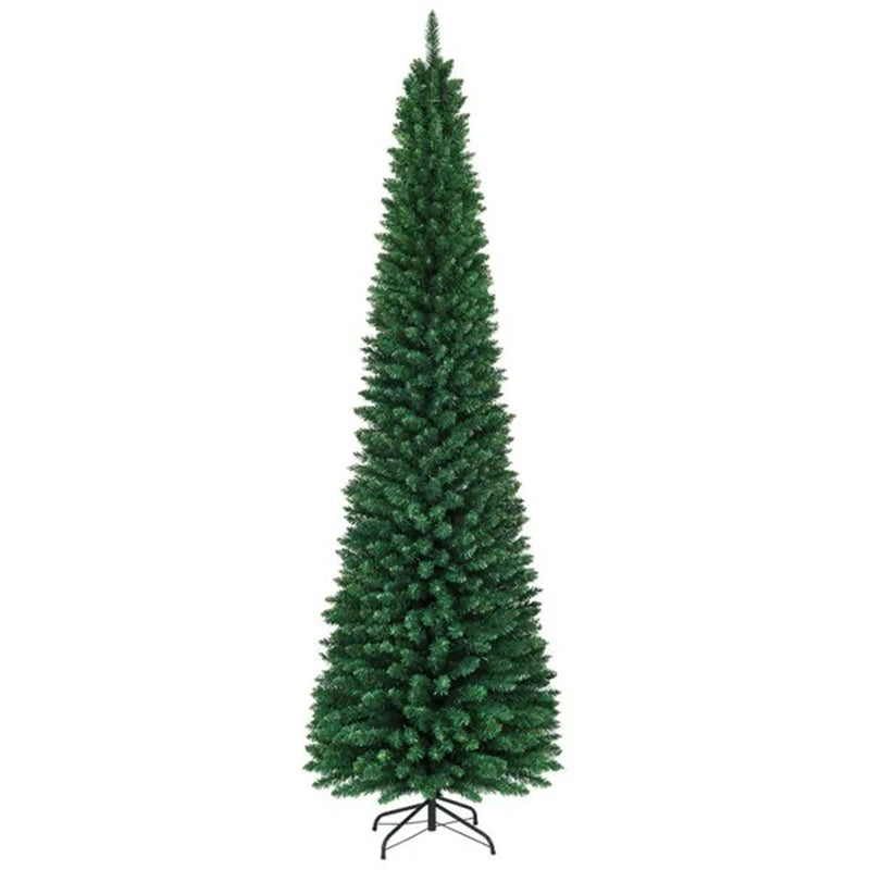 9 Ft Slim Pencil Christmas Tree Flocked Tips 1500 Branches – image 1