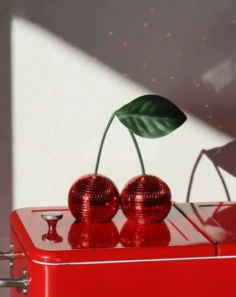Cherry Disco Ball Decor, Mirrored Tabletop Ornament