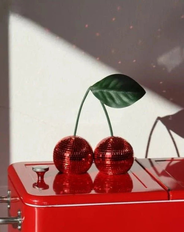 Cherry Disco Ball Decor, Mirrored Tabletop Ornament