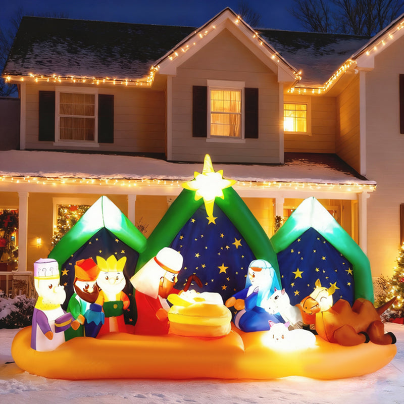 9 Ft Inflatable Nativity Scene With LED Lights for Yard Display – image 4