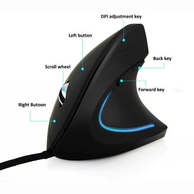 Vertical Ergonomic Mouse - Wired USB RGB with Adjustable 3200 DPI – image 6