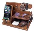 Phone Docking Station, Wooden Desk Organizer with Drawer