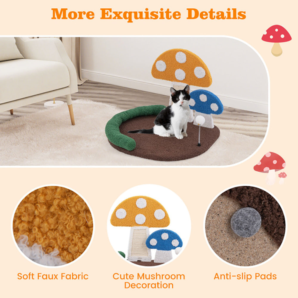 Mushroom Cat Bed with Sisal Scratching Panel Wide Lounger – image 6