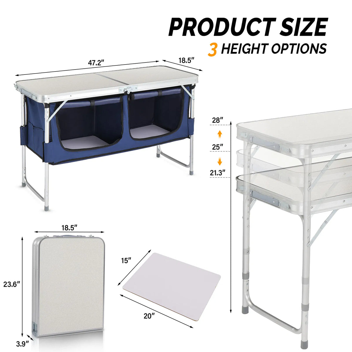 Folding Camping Table 4ft Portable with Storage – image 4