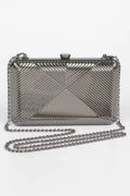 Vintage Metal Clutch with Chain Strap, Geometric Pattern – image 6
