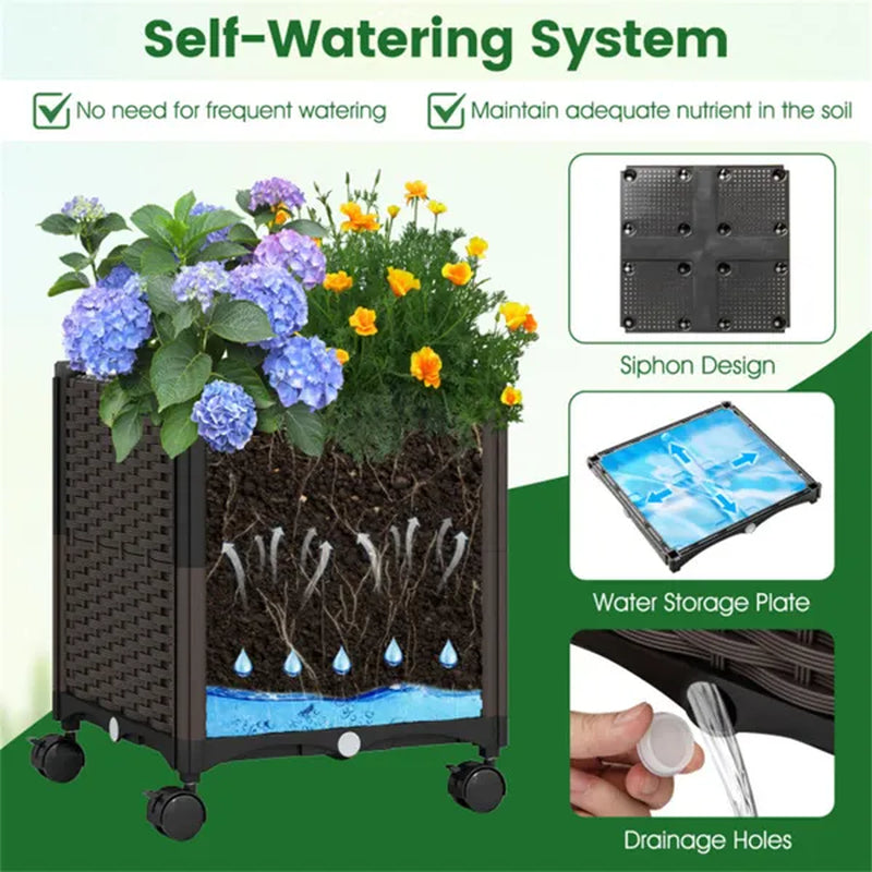 Garden Arch with 2 Self-Watering Planter Boxes on Lockable Wheels – image 7