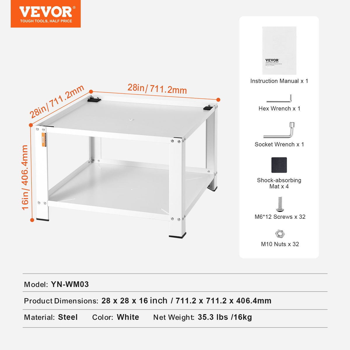 Laundry Pedestal with Storage Shelf, Washer & Dryer Base Stand – image 3