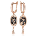 Vintage Black Stone Dangle Earrings - Rose Gold Tone – image 6