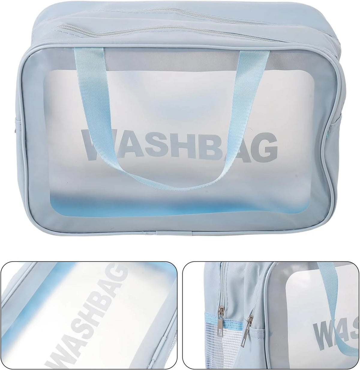 Clear Toiletry Bag 2-Pack, Dry/Wet Separation PVC Wash Bag – image 9