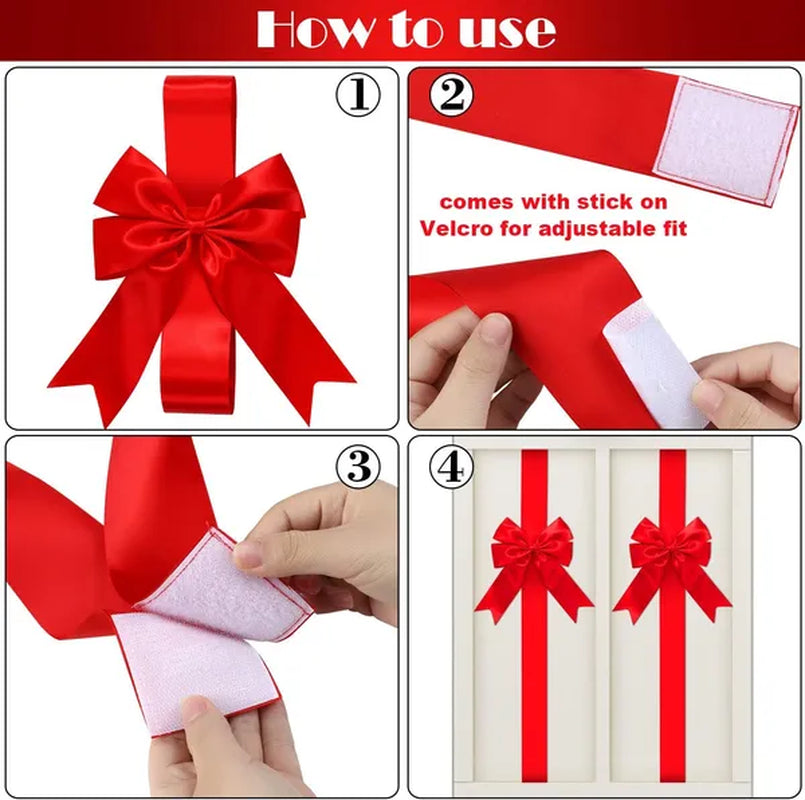 8 Pc Red Christmas Cabinet Bows With 78.8 In Ribbon Tails – image 6