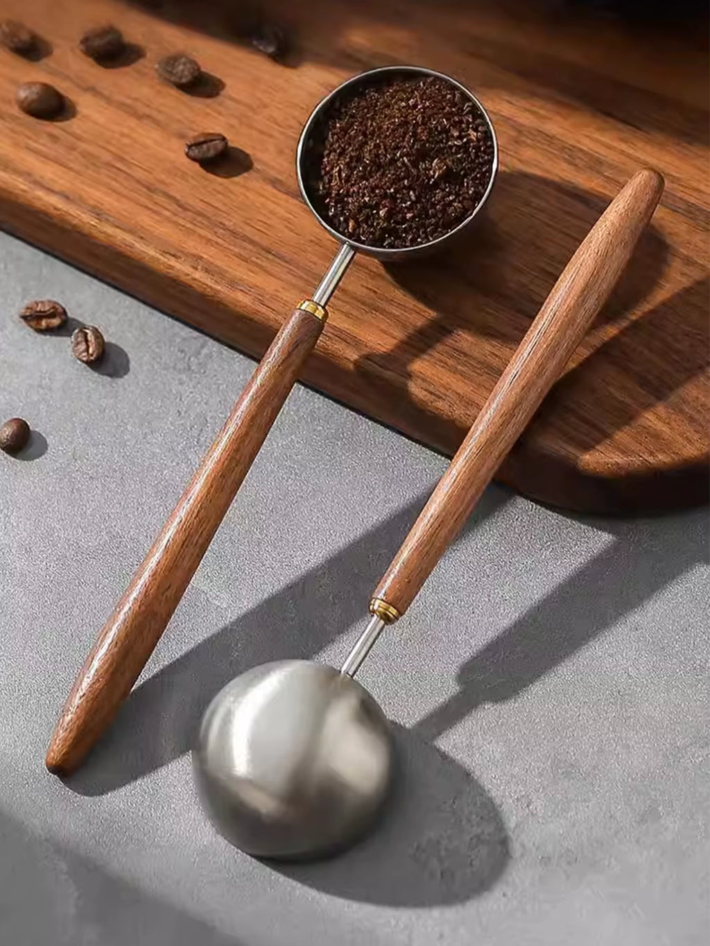Coffee Scoop - Stainless Steel with Walnut Wood Handle