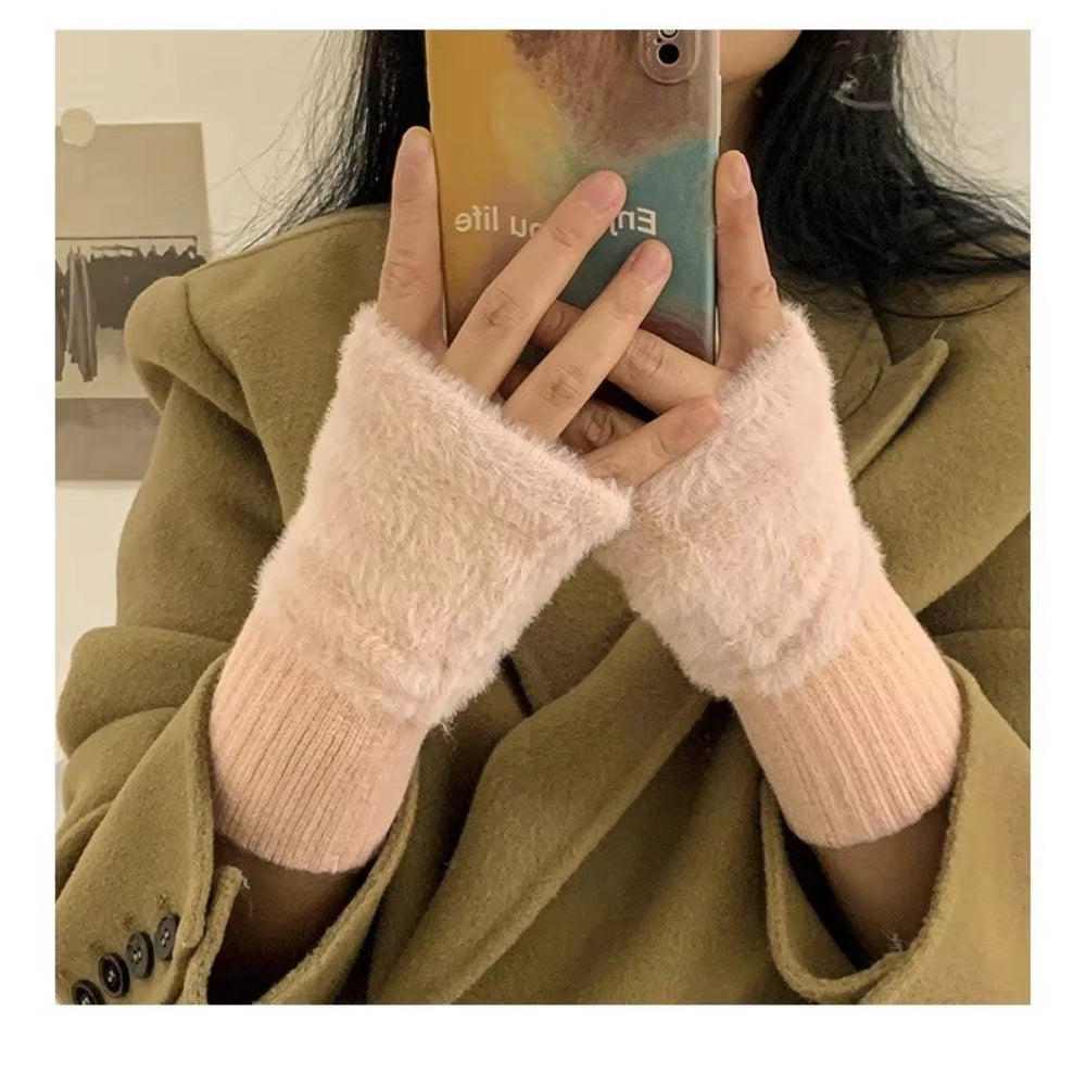 Fingerless Gloves for Women - Plush Knit Winter Wrist Warmers – image 9