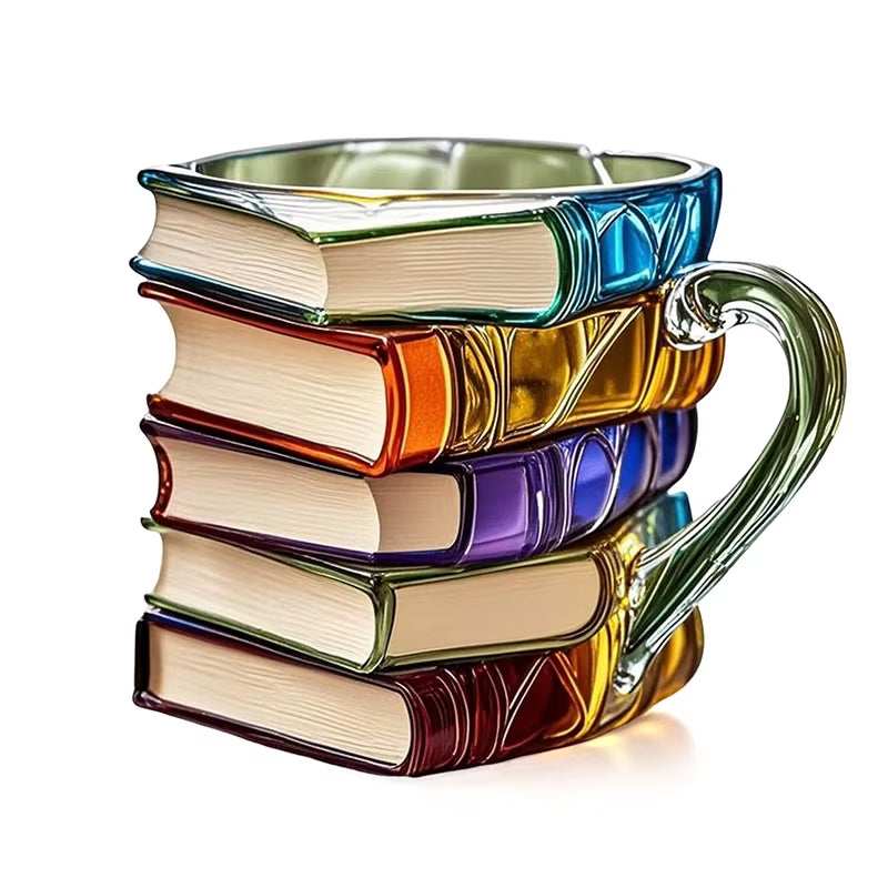 Stacked Books Coffee Mug 11oz - 3D Painted Book Lover Gift Cup