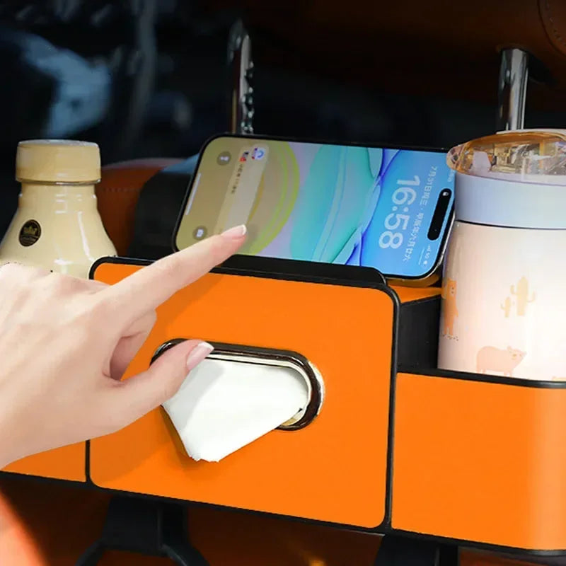 Car Seat Back Storage Box with Tissue Holder and Cup Holder – image 3